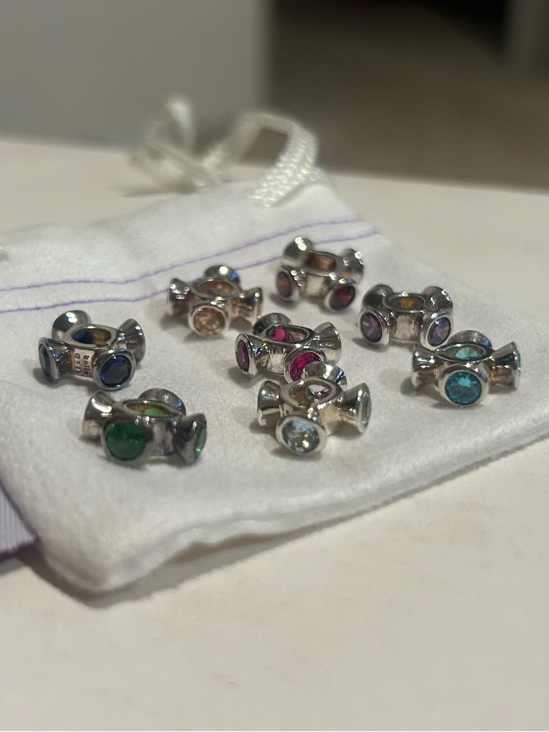 Sterling Silver Multi-Color Birthstone Charm Beads